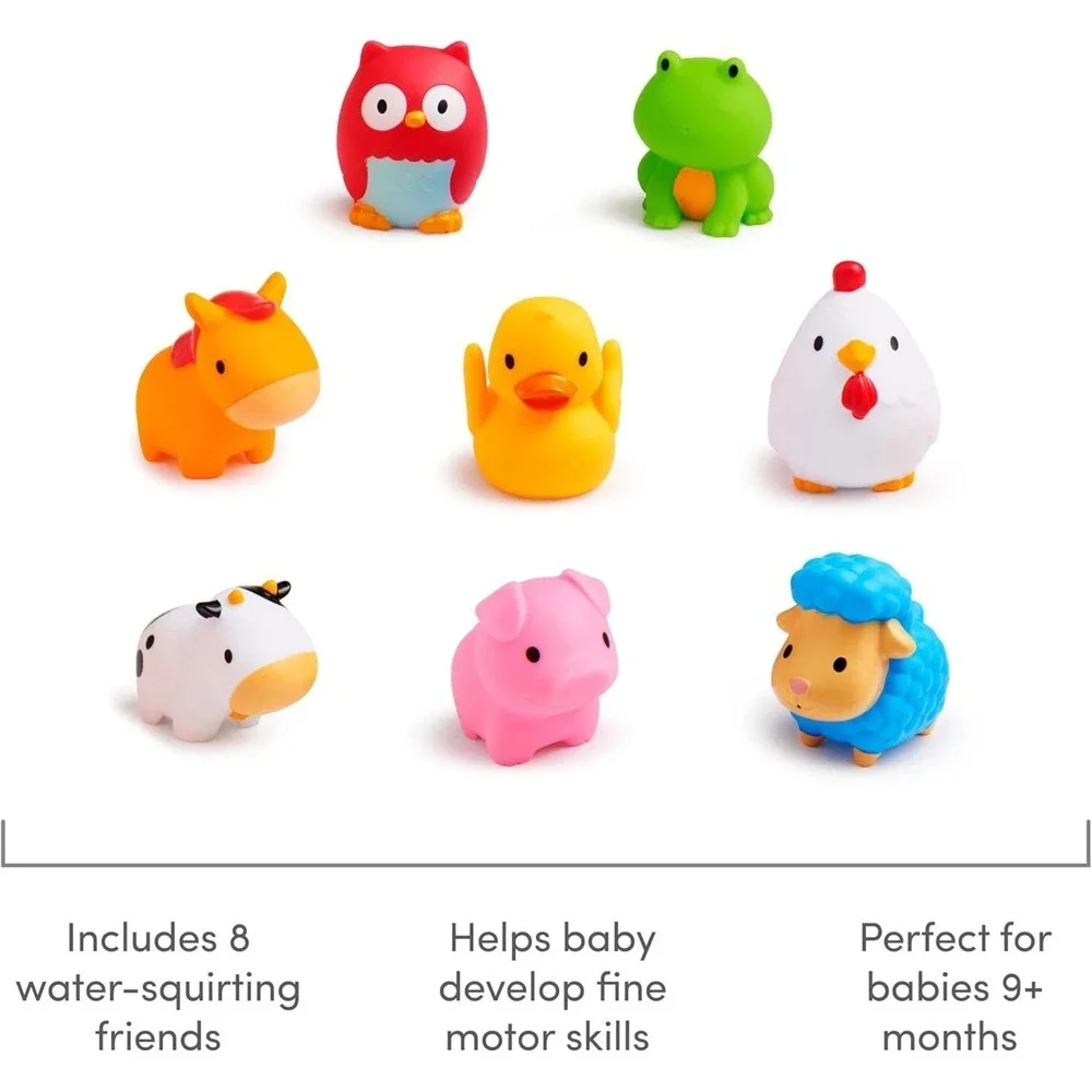 NEW Munchkin Farm Bath Squirts 8-Pack • 9M+ Baby Bath Toys Float & Squirt - Fun